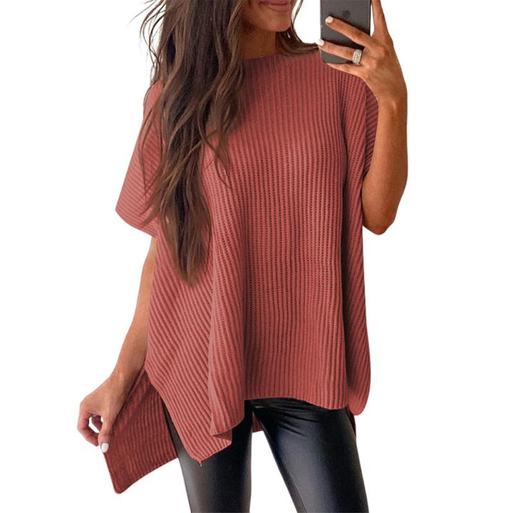 JANINE™ - Women Quarter Zip Rib Knit Pullover Sweater