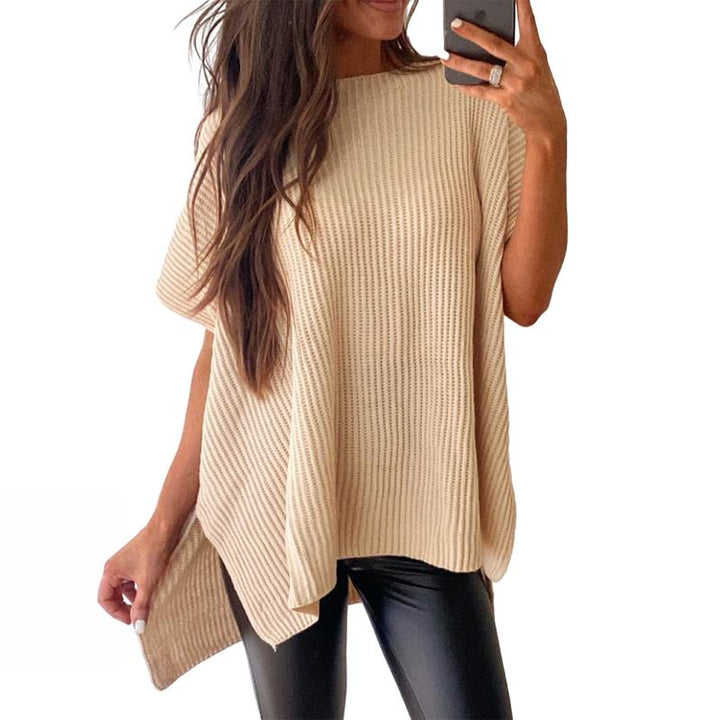 JANINE™ - Women Quarter Zip Rib Knit Pullover Sweater
